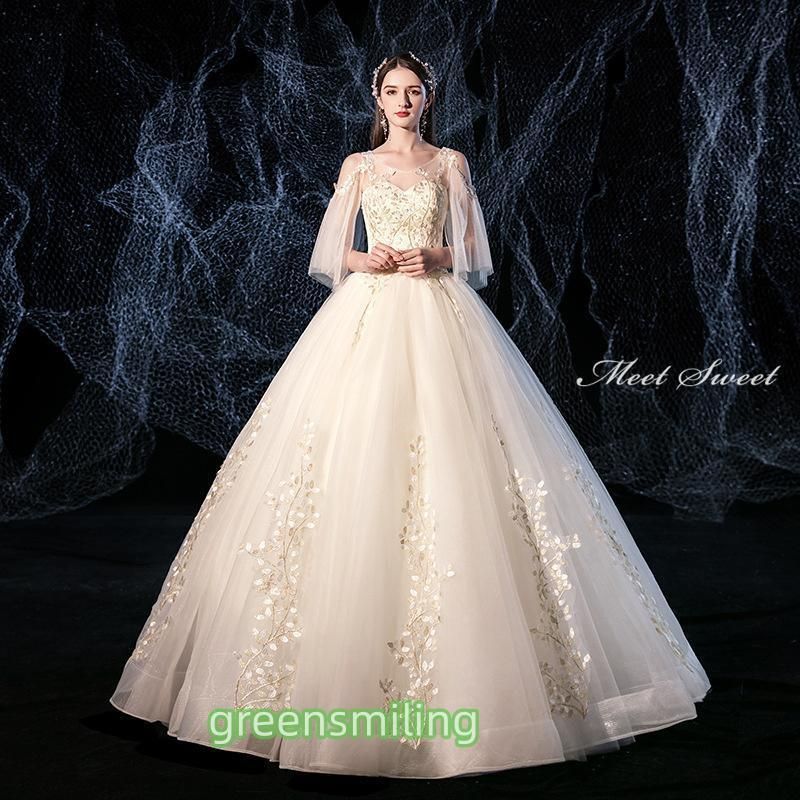 ウェディングドレス ウエディングドレス 二次会 結婚式 前撮り ブライダル ロングドレス 花嫁 プリンセスドレス プリンセスライン