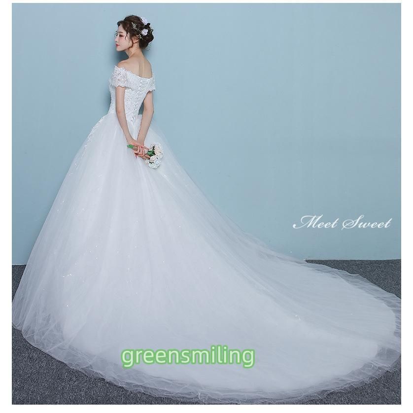  ウェディングドレス ウエディングドレス オフショルダー 二次会 結婚式 前撮り ブライダル ロングドレス 花嫁 プリンセスドレス パーティードレス ドレス ブライダル