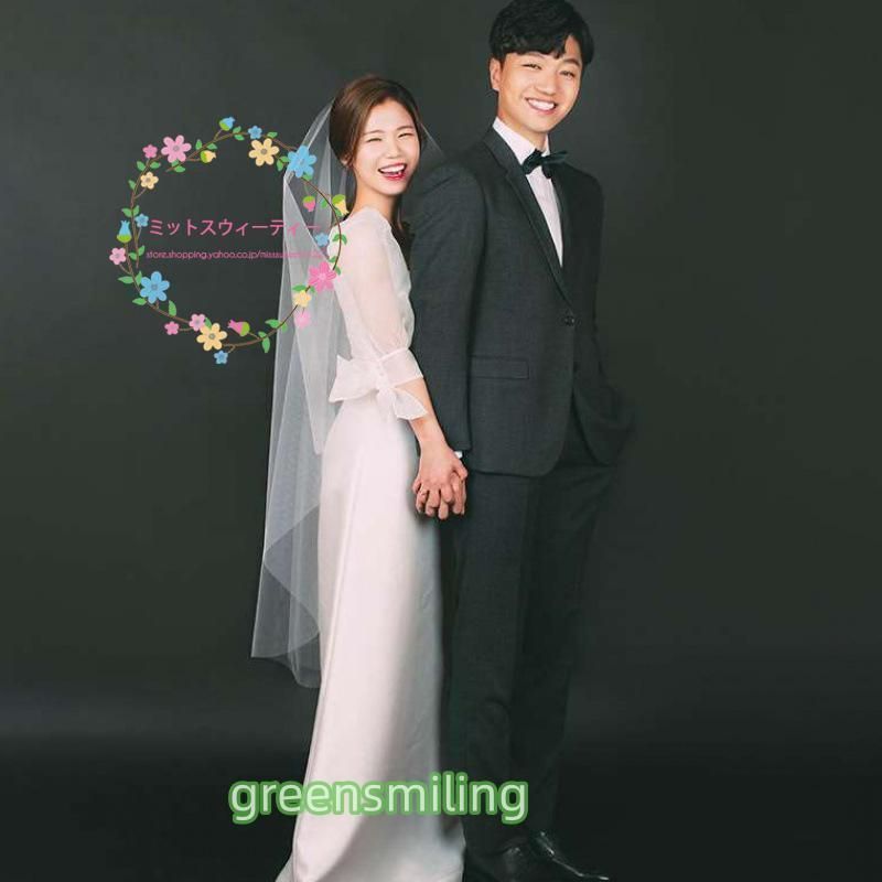 ウェディングドレス 結婚式 二次会 ウエディングドレス ロング丈 エレガンス スクエアネック ドレス 半袖 白 ワンピース