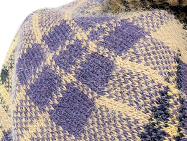  ヴィヴィアンウエストウッド 帽子 ベレー帽 チェック アンゴラ ウール オーブ 金具 ボンボン付き ベレー レディース ベージュ パープル Vivienne Westwood ベレー帽 帽子