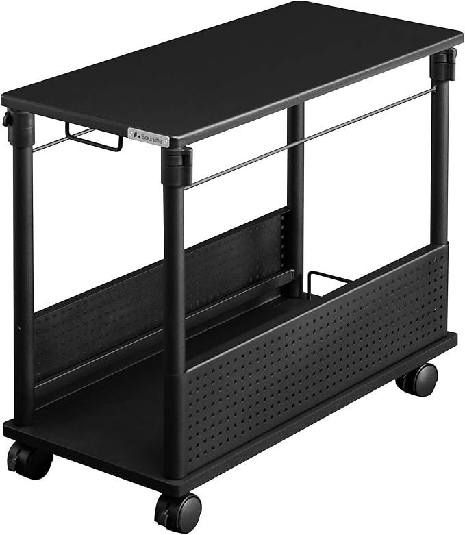 バウヒュッテ 昇降式 PCワゴン デスク横に並べられる パソコンラック PCラック 幅 32 × 奥行 67 高さ 57 78 cm L字デスク ブラック BHD-670 H-BK