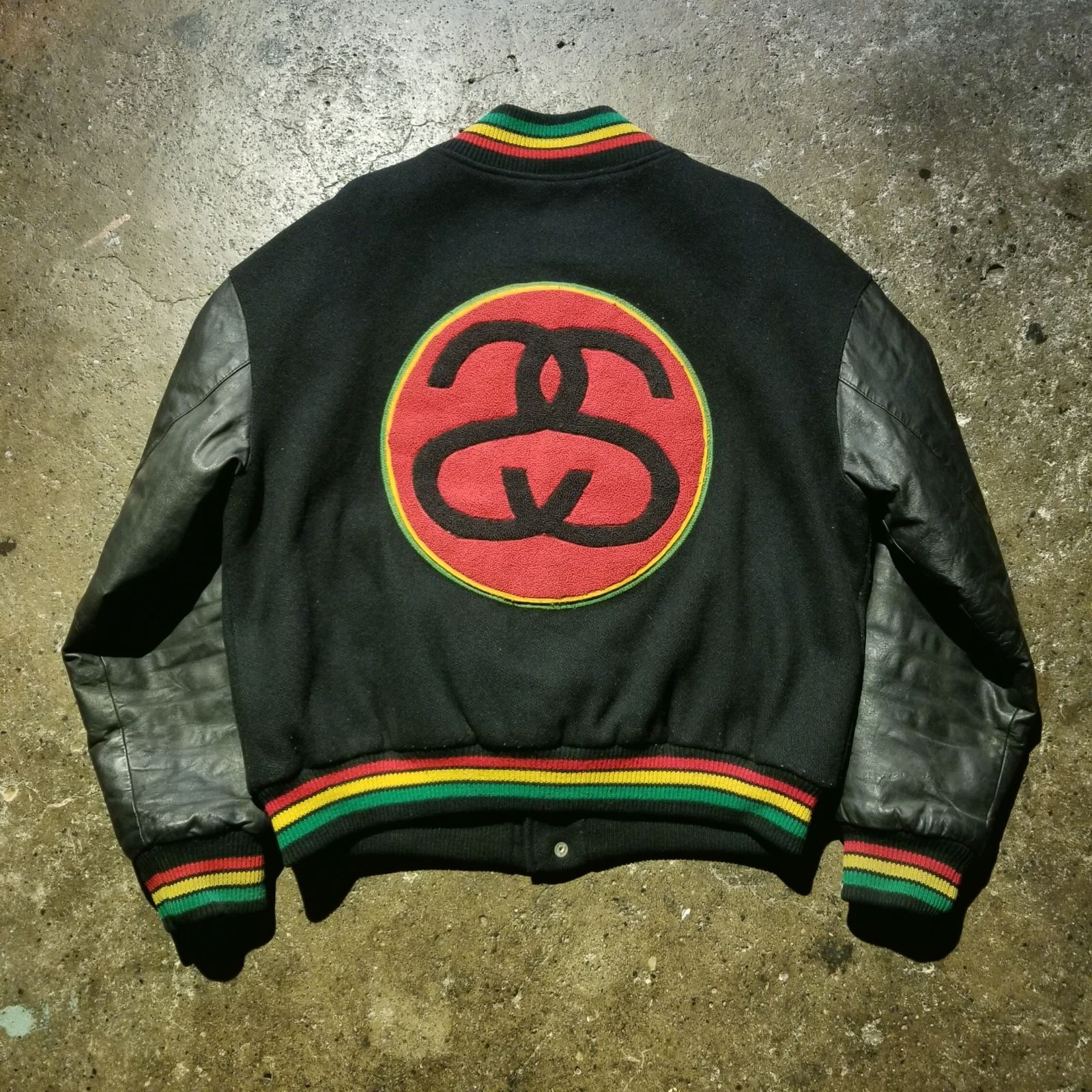 STUSSY 80s ONE LOVE Varsity Jacket L ステューシー 1980s ワンラブ スタジャン SS LINK ラスタ 初期