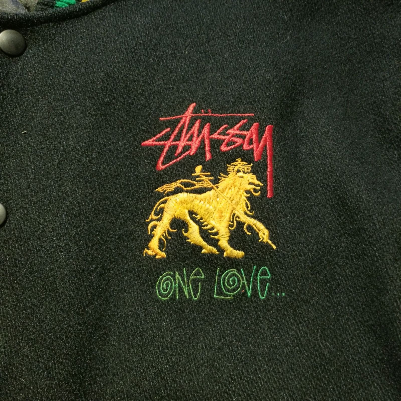 STUSSY 80s ONE LOVE Varsity Jacket L ステューシー 1980s ワンラブ スタジャン SS LINK ラスタ 初期 KANDAIZUMI_COM