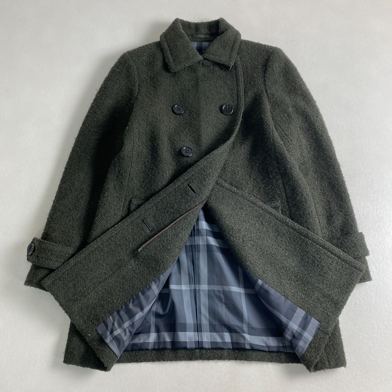 バーバリーロンドン ピーコート ツイード ジップアップ ノバチェック
