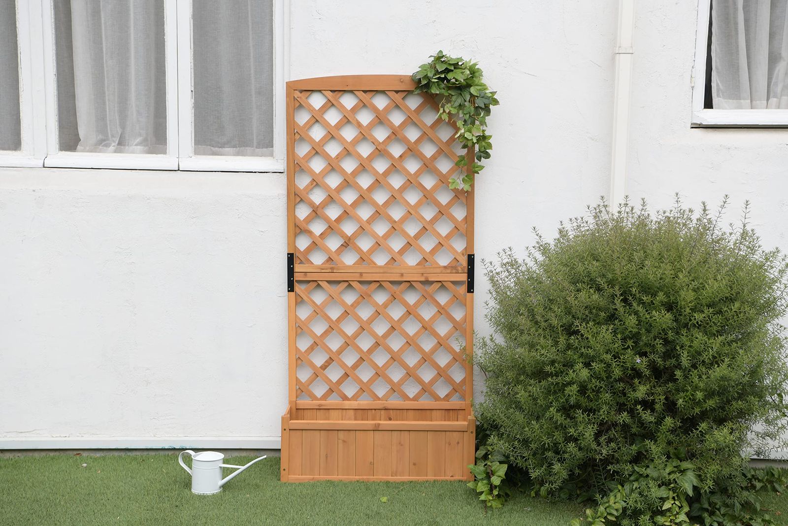  リビングアウト Living Out プランターラティス 木製 ホワイト 幅71 5 奥行30 高さ148 cm プランター付きラティスフェンス 天然木使用 ガーデニング モダンにお庭を演出 壁面緑化 目隠し その他 文房具 事務用品