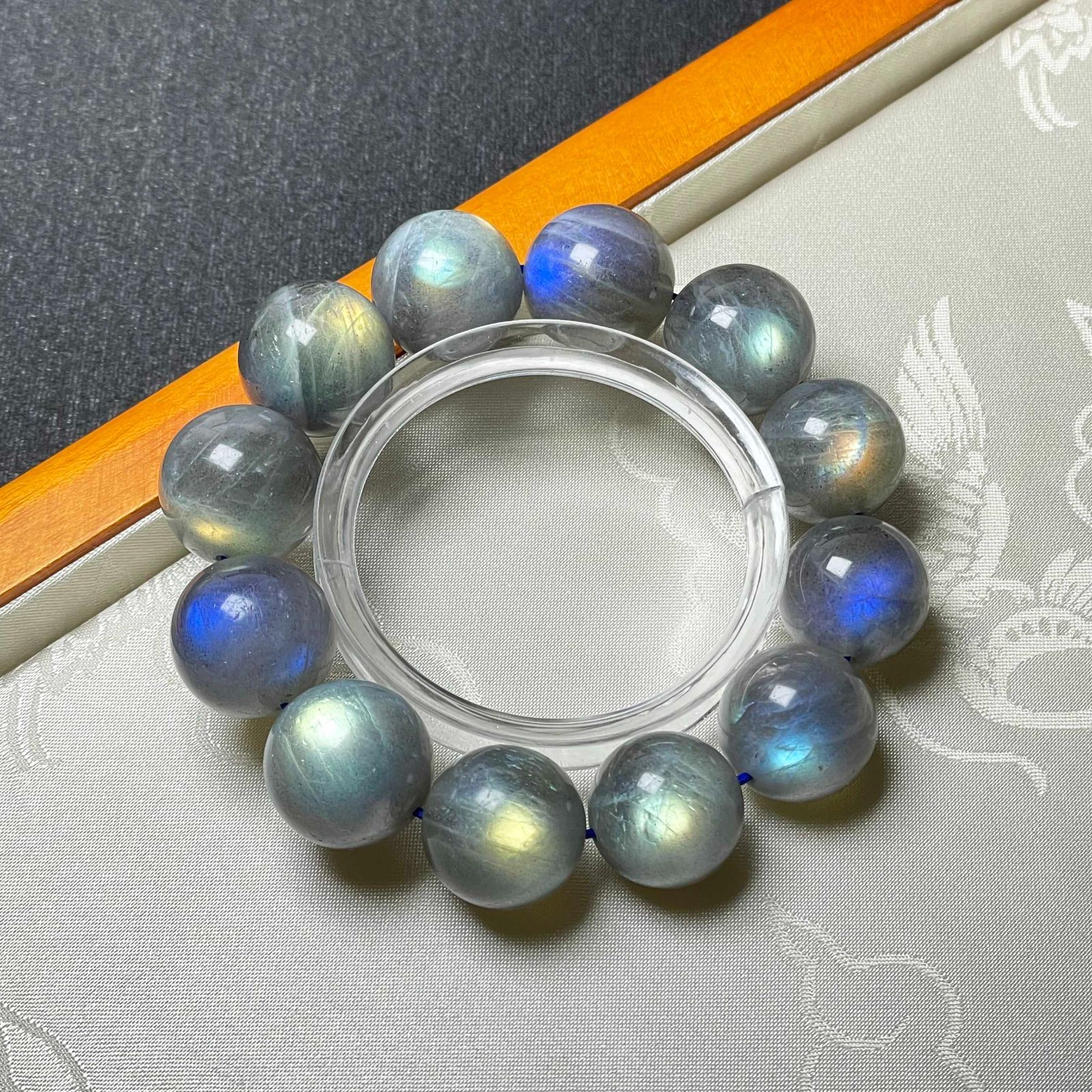 EU製 レインボーラブラドライト ブレスレット パワーストーン 幸運 浄化 プレゼント 17.5-19mm ZB9608