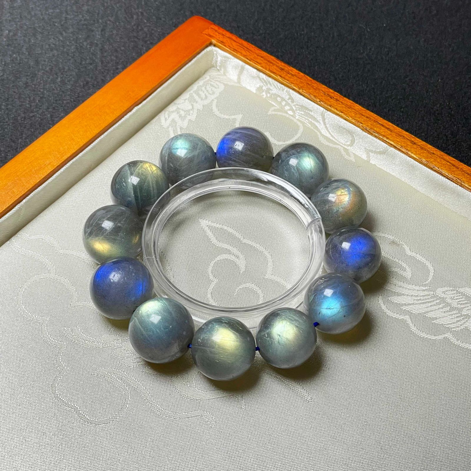 EU製 レインボーラブラドライト ブレスレット パワーストーン 幸運 浄化 プレゼント 17.5-19mm ZB9608