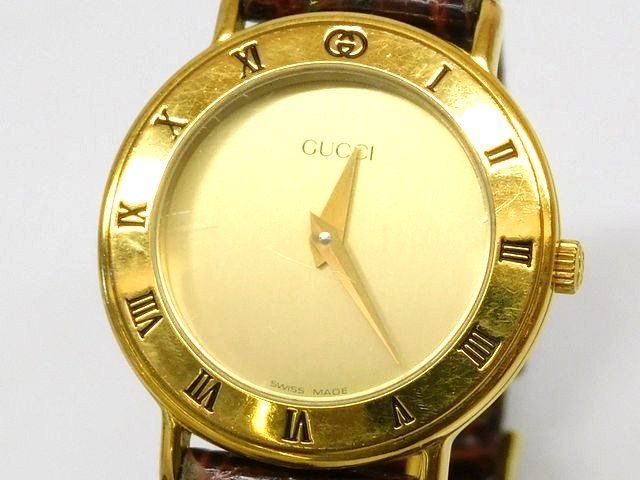 グッチ 3000.2.L □ アンティーク レディース時計 ウォッチ 革ベルト