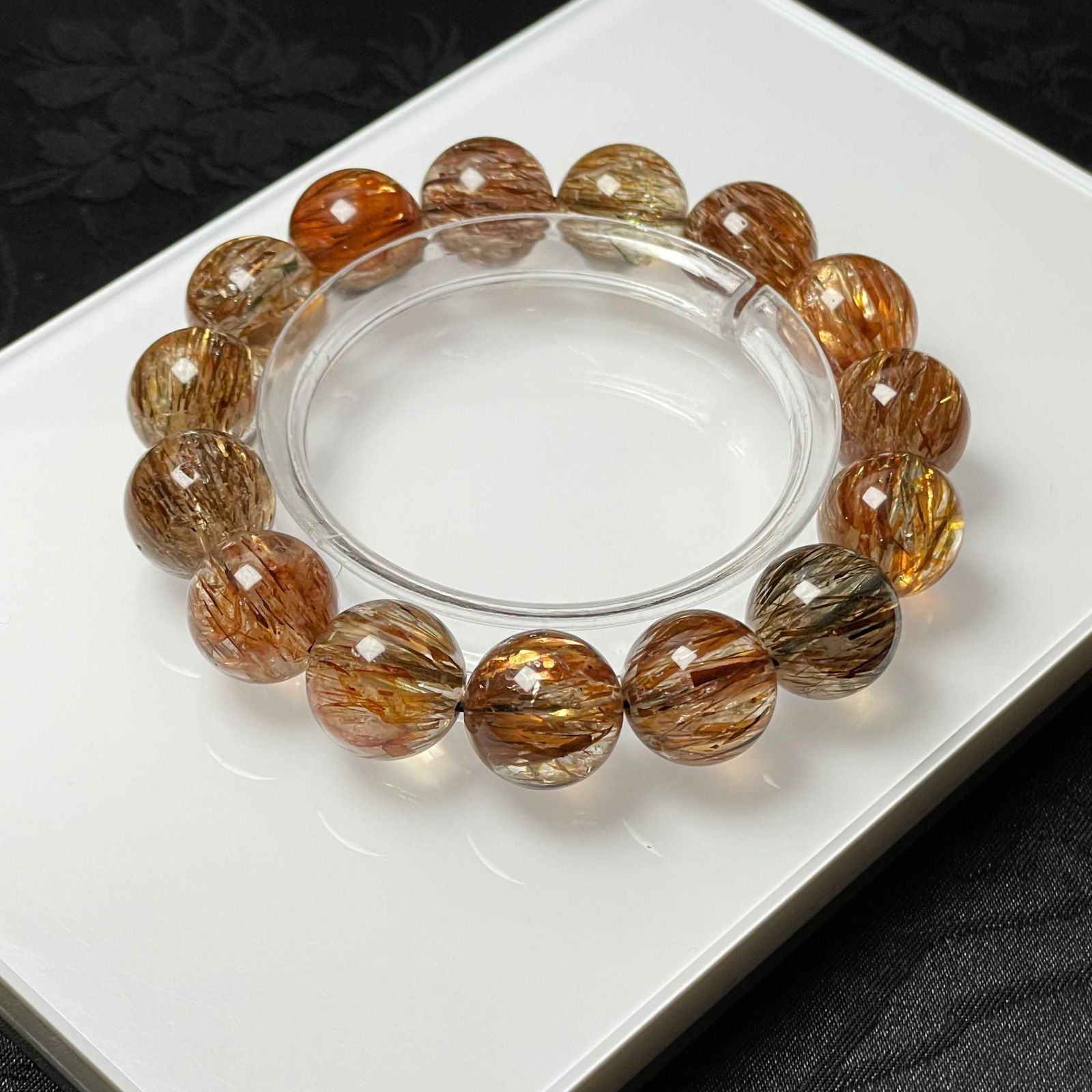 EU製 ゴールドスーパーセブン パワーストーン ブレスレット 天然石 原石 お守り プレゼント 13.7-14.2mm ZB9610