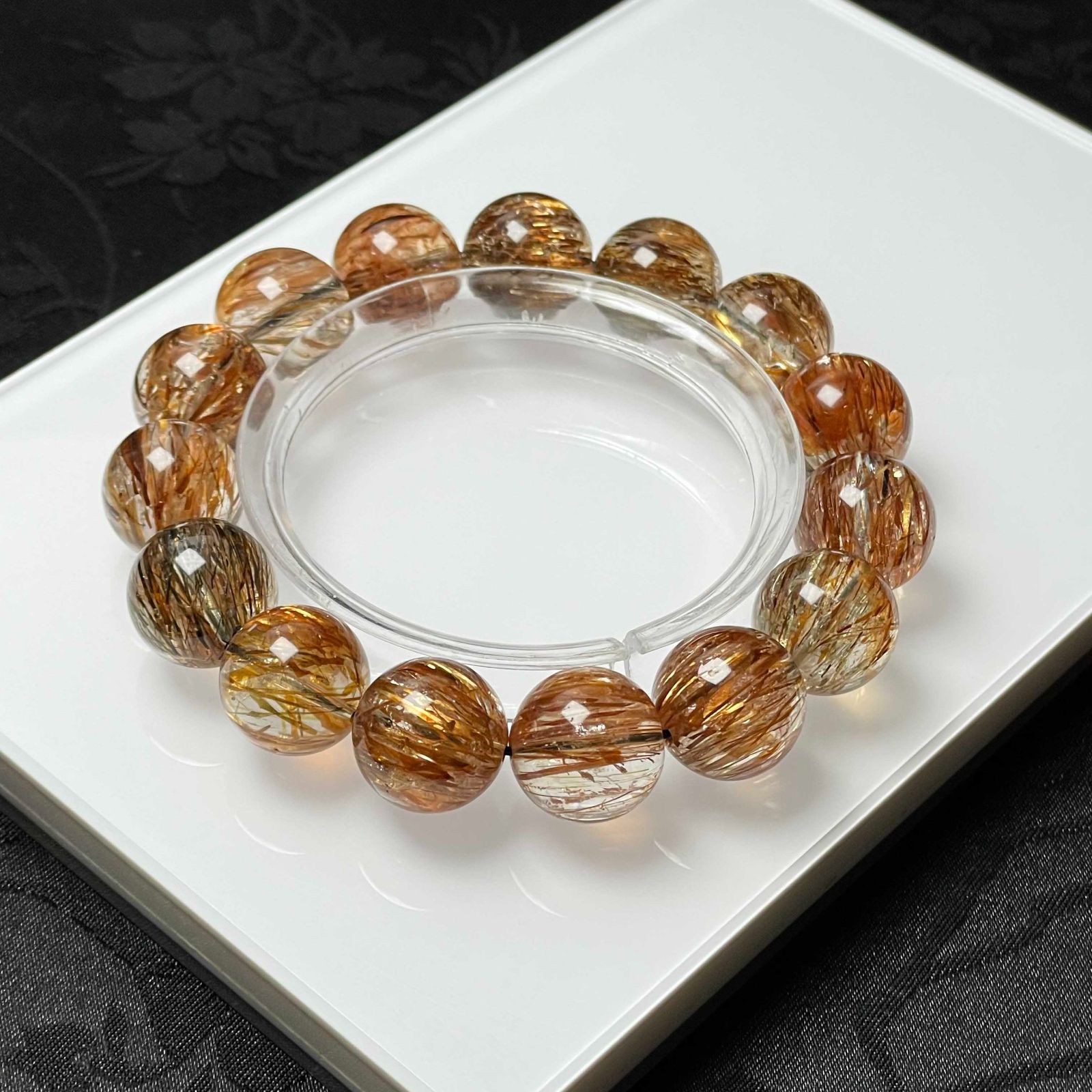 EU製 ゴールドスーパーセブン パワーストーン ブレスレット 天然石 原石 お守り プレゼント 13.7-14.2mm ZB9610