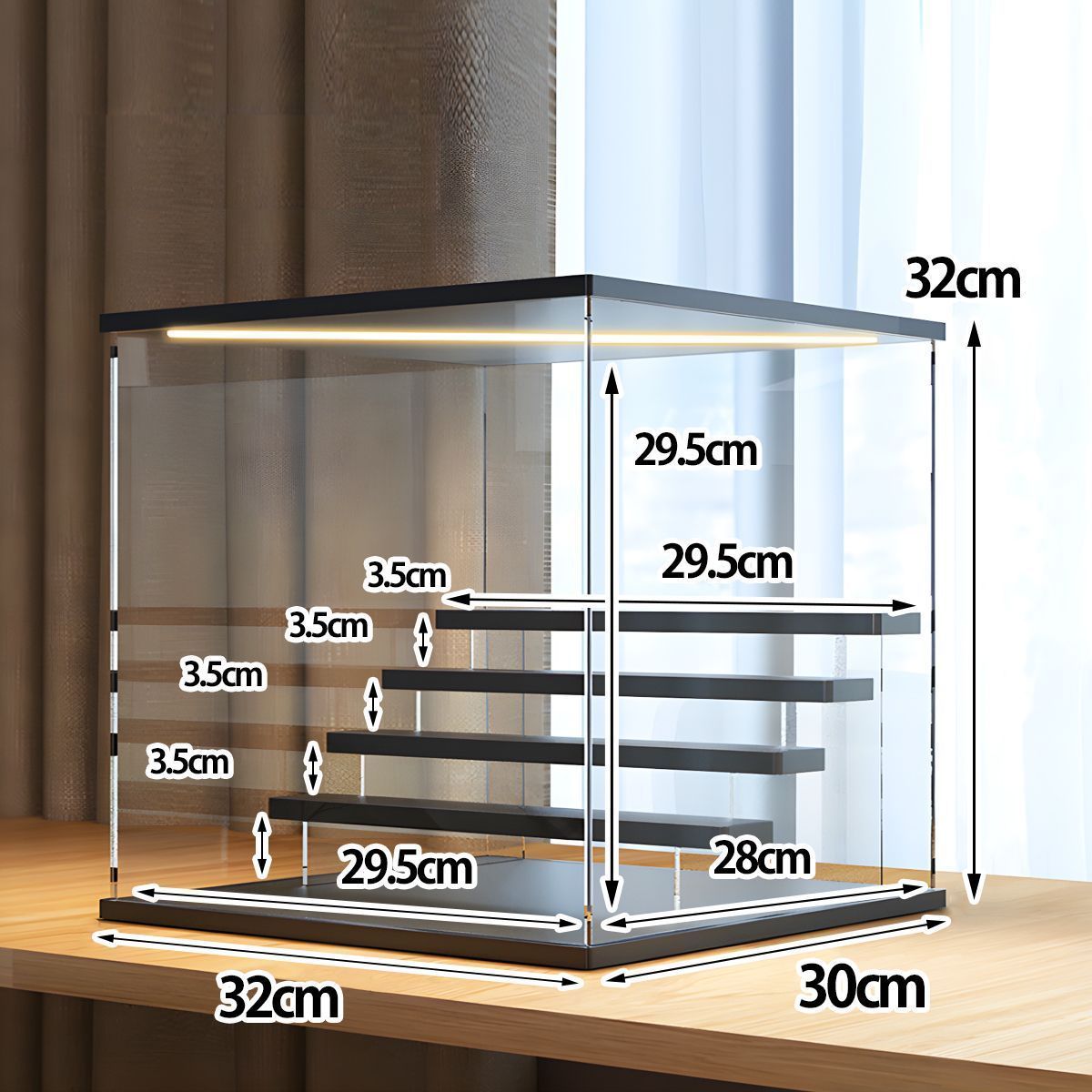 5段 ケース アクリル 幅32cm 段差式 LED 光る MARWIL-DEMENAGEMENTS_CH