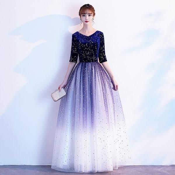 ドレス レディース 演奏会 袖あり 半袖 キラキラ ブライズメイド ロング丈 ミモレ丈 大人 ピアノ発表会 結婚式 大きいサイズ 体型カバー