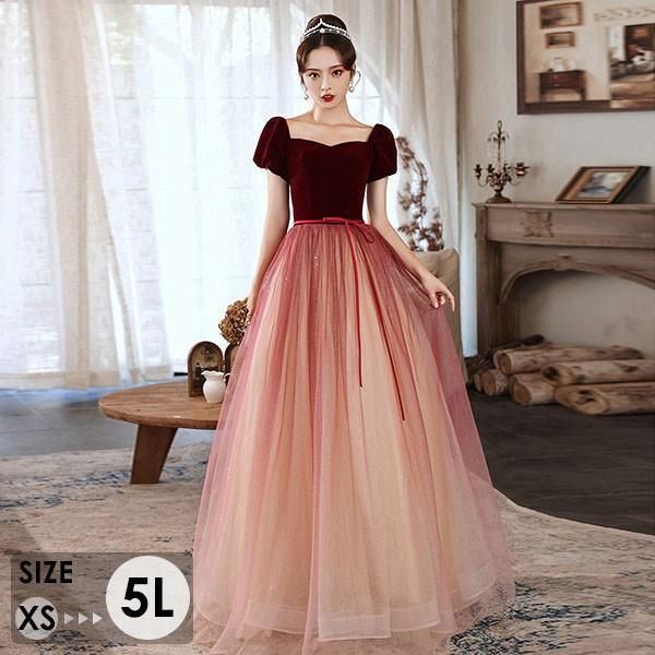 ドレス 大人 キラキラ 大きいサイズ 小さいサイズ 半袖 演奏会 結婚式 ロング 披露宴 レディース 発表会 イブニングドレス パーティー