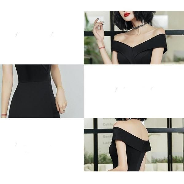 ロングドレス オフショルダーマーメイドラインパーティードレススリット入りイブニングドレス