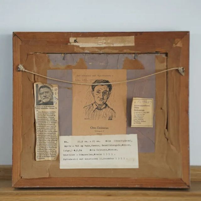 OTTO DELEURAN オットー デルーラン Woman Walking Her Dog Oil painting 油絵 北欧 デンマーク ミッドセンチュリー MDC WWW_IBETON_RU