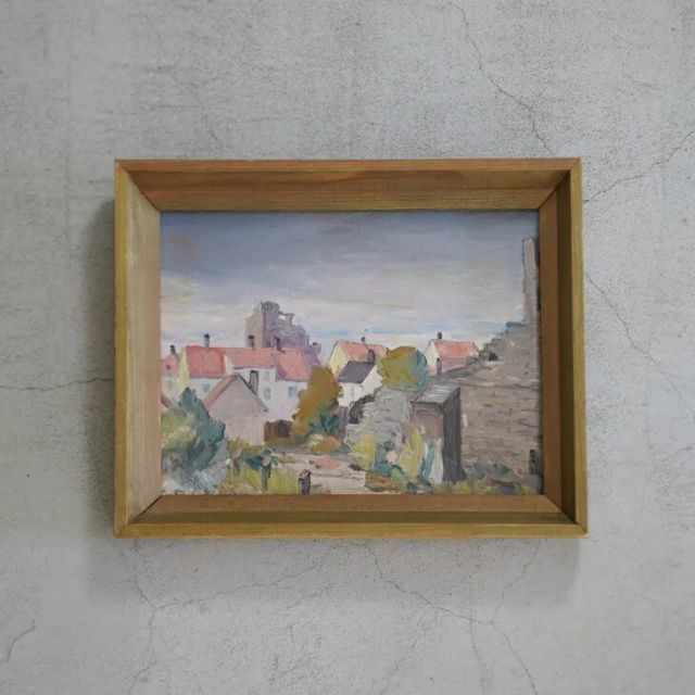 ER.OLSSON. ER.オルソン Visby City Oil painting 油絵 北欧 スウェーデン ミッドセンチュリー MDC