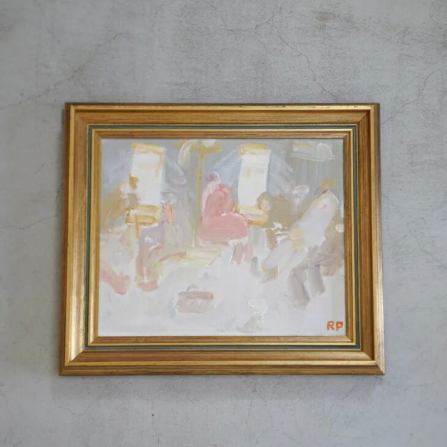 RAGNAR PERSON ラグナル パーソン In the Train Compartment Oil painting 油絵 北欧 スウェーデン ミッドセンチュリー MDC