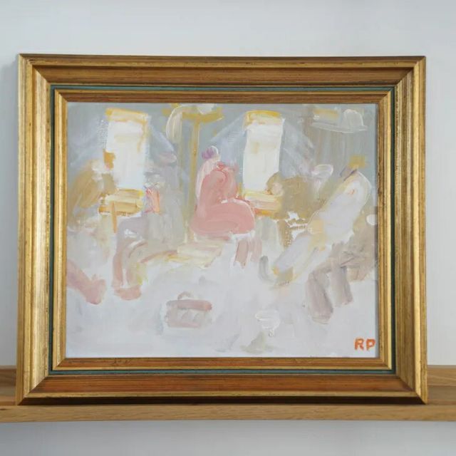 RAGNAR PERSON ラグナル パーソン In the Train Compartment Oil painting 油絵 北欧 スウェーデン ミッドセンチュリー MDC