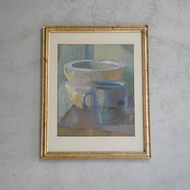 MANNE GORANSSON マンネ ゴランソン Bowl and Cup - Still Life Oil painting 油絵 北欧 スウェーデン ミッドセンチュリー MDC