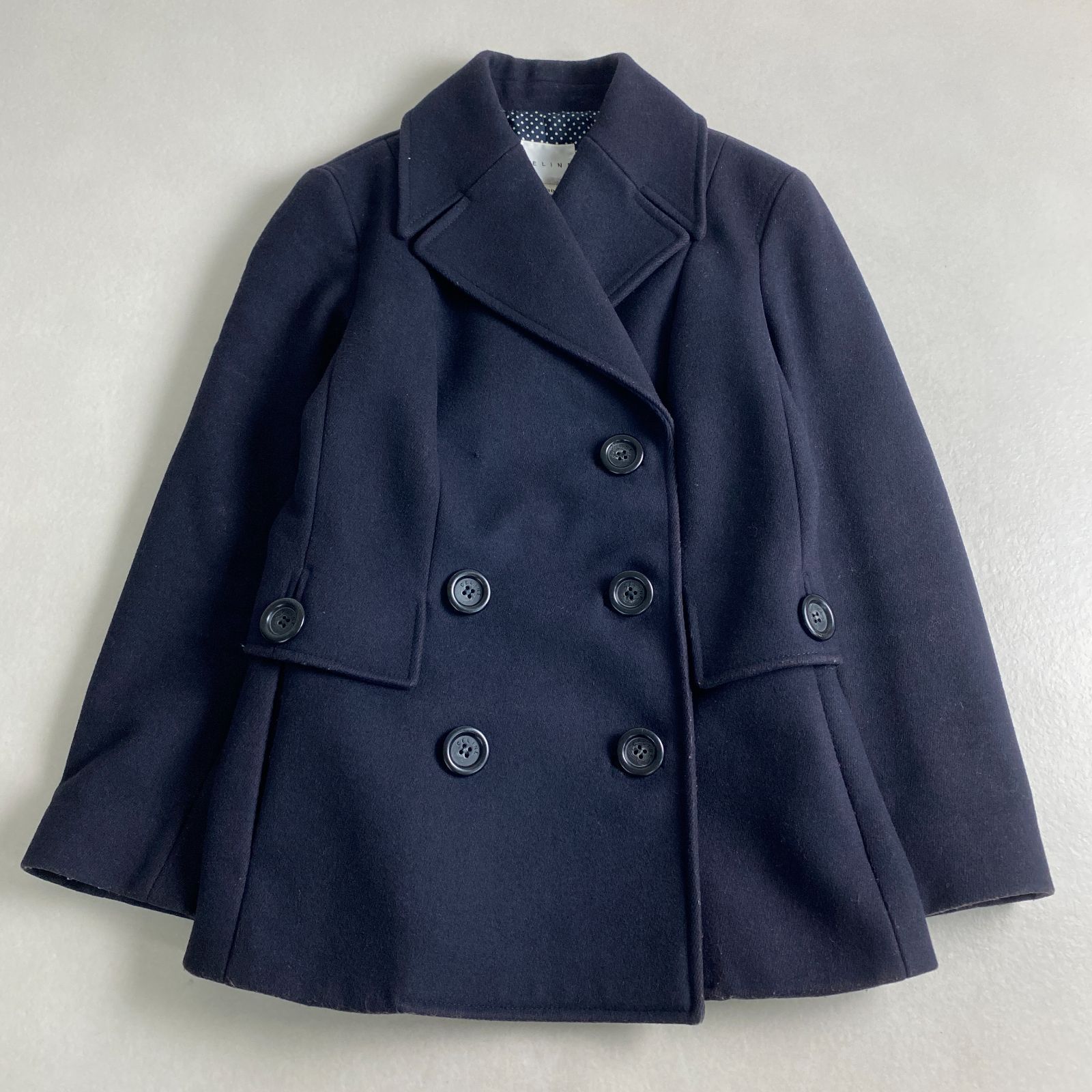 セリーヌ ダブルブレスト ピーコート CELINE ピーコート・ウールコート セリーヌ ネイビー ダブルブレスト