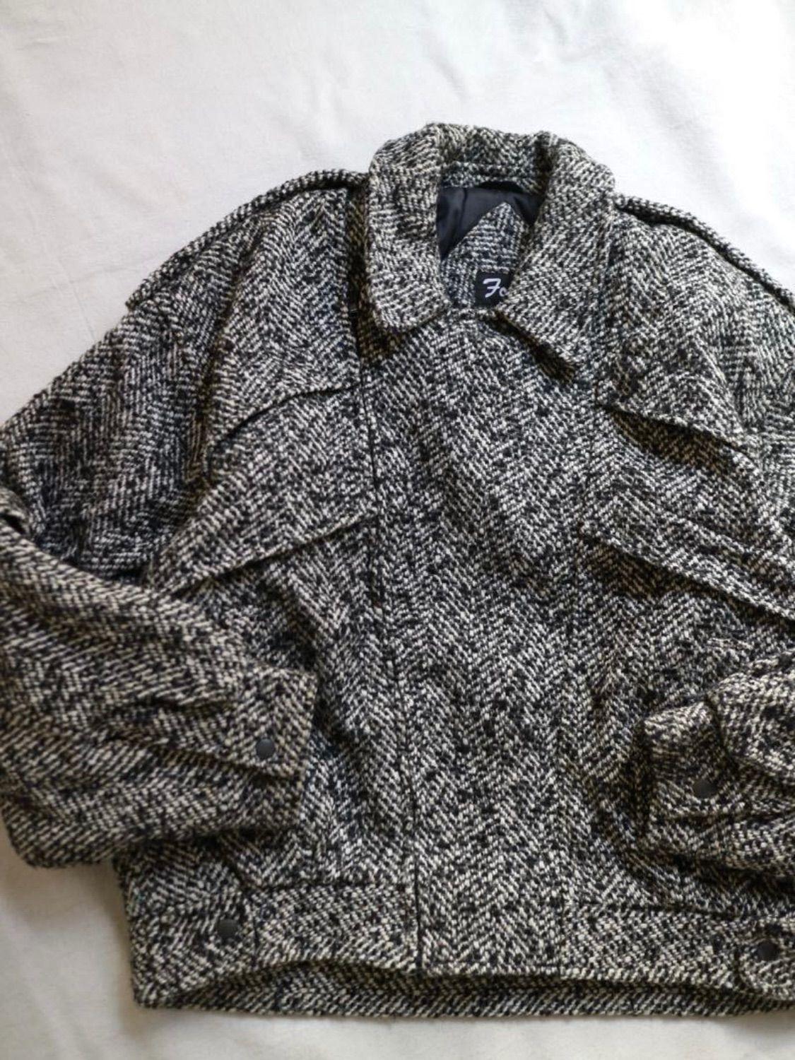 80s USA vintage ツイード ジャケット / L ウール アクリル ポリ