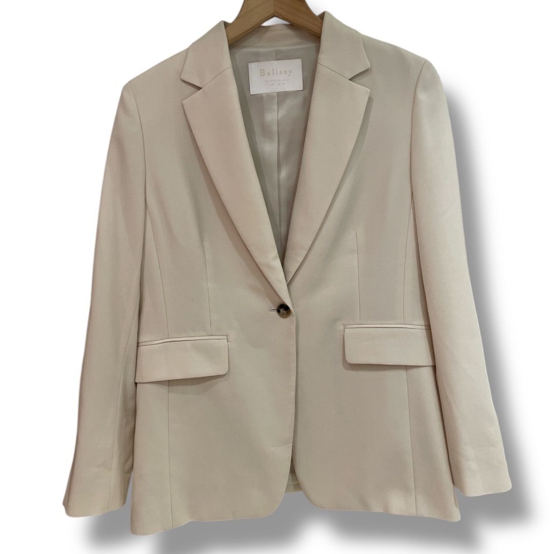 Ballsey ボールジィ ハイツイストビエラ1Bテーラードジャケットパンツセットアップ スーツ 製 エレガント ライトベージュ サイズ36 サイズ34 レディース 秋 ゴーゴー古着セントラルパーク名古屋店NO.1410