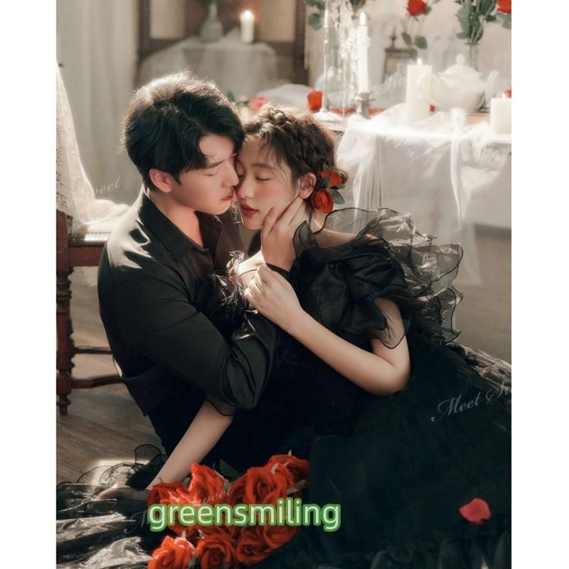 ドレス プリンセス ブラック オフショルダー ボリューム オーガンジー ウェディングドレスドレス 演奏会 結婚式 二次会 演奏会