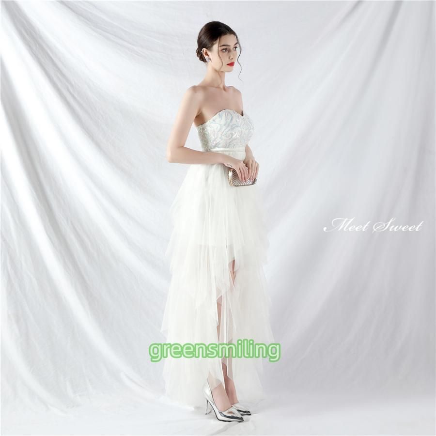  ドレス フィッシュテールドレス ビスチェ 前短後長ドレス ベアトップ ミニドレス チュール ウェディングドレス 結婚式 二次会 パーティードレス ドレス ブライダル