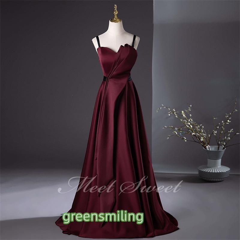 ドレス Aラインドレス 袖なし ワインレッド 赤 編み上げ ロングドレス ウェディングドレス 結婚式 二次会 花嫁 前撮り 演奏会