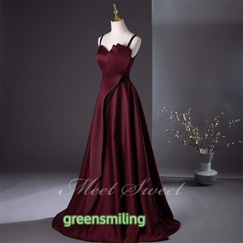 ドレス Aラインドレス 袖なし ワインレッド 赤 編み上げ ロングドレス ウェディングドレス 結婚式 二次会 花嫁 前撮り 演奏会