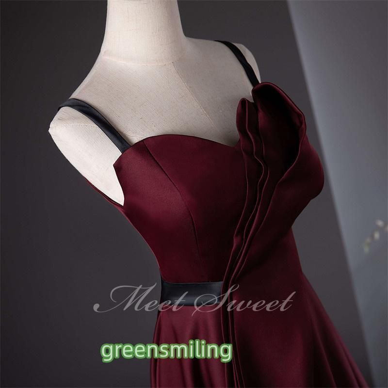 ドレス Aラインドレス 袖なし ワインレッド 赤 編み上げ ロングドレス ウェディングドレス 結婚式 二次会 花嫁 前撮り 演奏会 くすみカラー 敏感肌対応