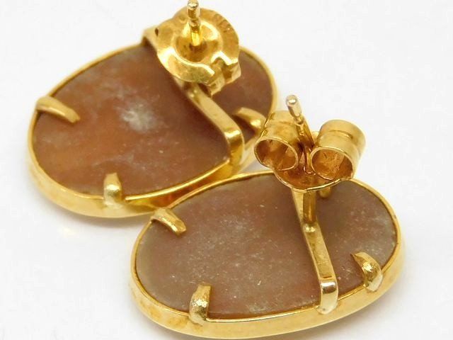 K18 イエローゴールド カメオ シェル ピアス 約2.4g レディース 7J