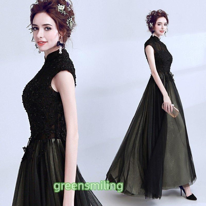 ウェディングドレス ドレス 黒 演奏会 安い パーティードレス 披露宴 二次会 ロングドレス 発表会 ステージ衣装 大きいサイズ