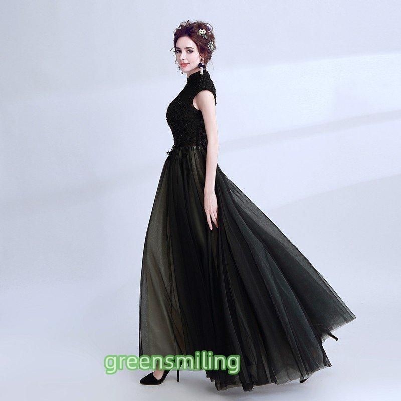 ウェディングドレス ドレス 黒 演奏会 安い パーティードレス 披露宴 二次会 ロングドレス 発表会 ステージ衣装 大きいサイズ