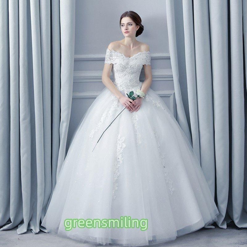 ウェディングドレス 半袖 安い 花嫁 プリンセスラインドレス 白 結婚式 ウエディングドレスロング 披露宴 二次会 パーティードレス