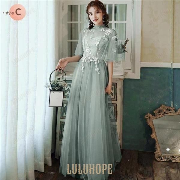 緑 ロングドレス