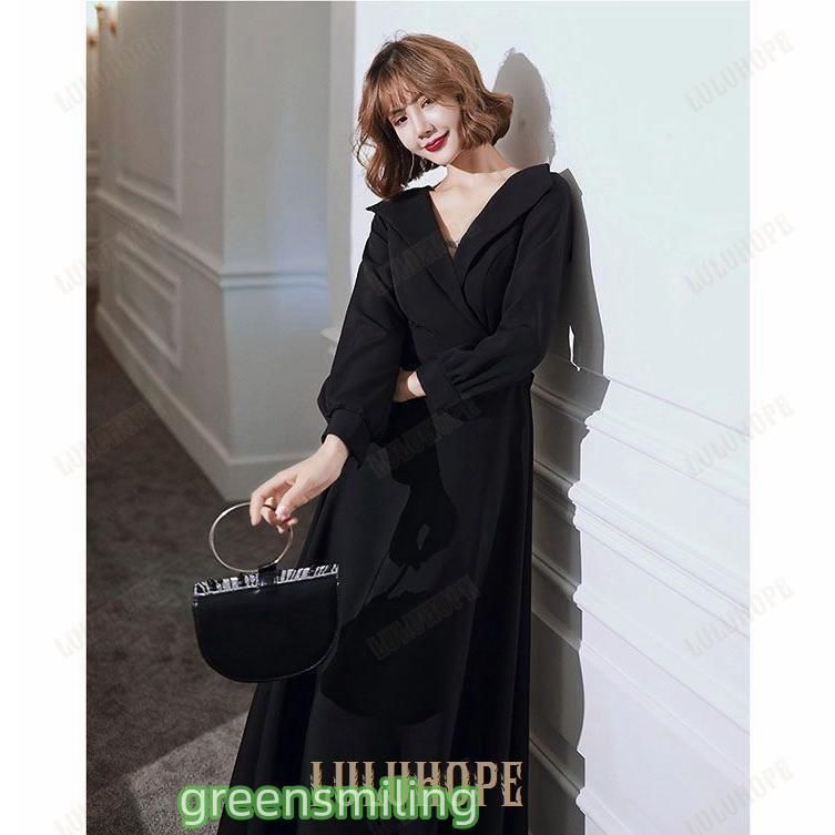 ロングドレス 演奏会 ドレス 大人 ピアノ 発表会 vネック 袖あり イブニングドレス 結婚式 母親 ドレス パーティードレス ワンピース MAAHADDERANG_COM