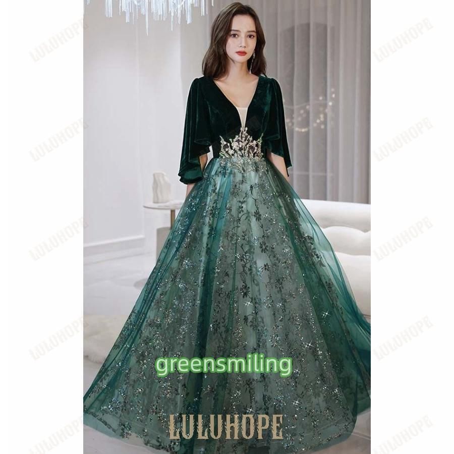  ロングドレス キラキラ 黒 ドレス 袖あり ポワン袖 カシュクール 大きいサイズ 5 L 大人 演奏会 ピアノ 発表会 母親 結婚式 ロング パーティードレス ドレス ブライダル