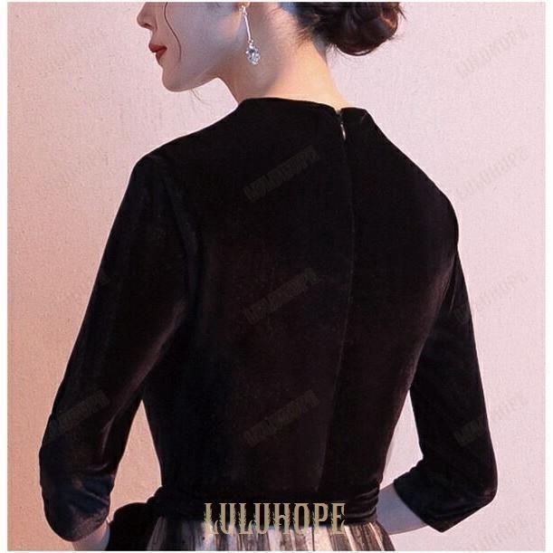 袖付き パーティードレス