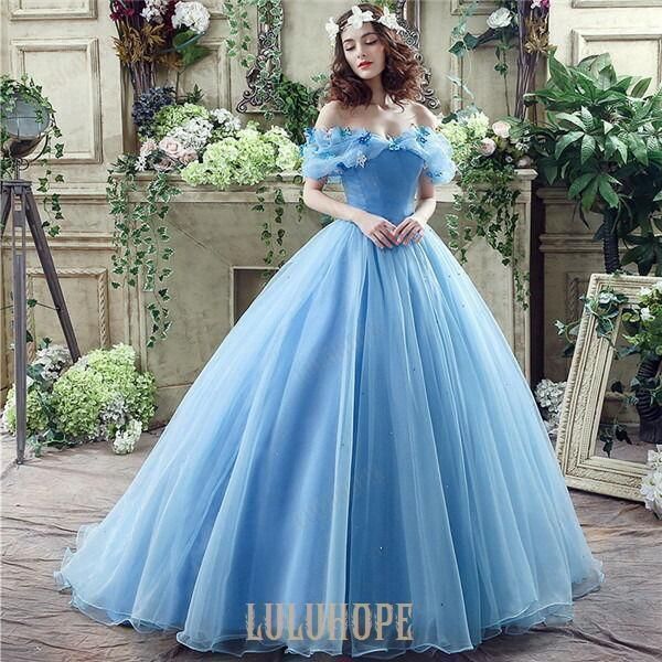 パフスリーブ プリンセスライン ウェディングドレス ロング ブルー 演奏会 ピアノ 発表会 袖あり ドレス レディース パーティー