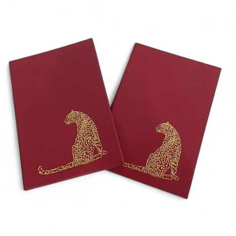 カルティエ Cartier ノートブック パンテール ヒョウ ノート メモ帳 2冊 レッド系 横罫 しおり紐 フランス