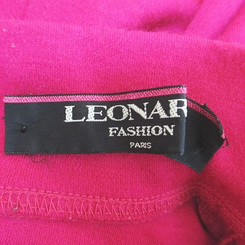  レオナール LEONARD 長袖 カットソー ハイネック L ショッキングピンク ビビットピンク 毛 ウール 無地 長袖 Tシャツ カットソー