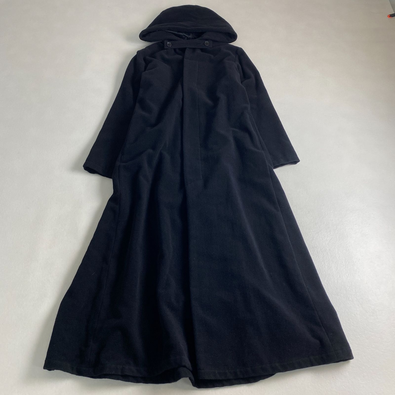 美品 ワイズ ヨウジヤマモト スーパーロングコート ウール 厚手 中綿入り 美品 Y's ロングコート スーパーロングフーデッドコート yohji