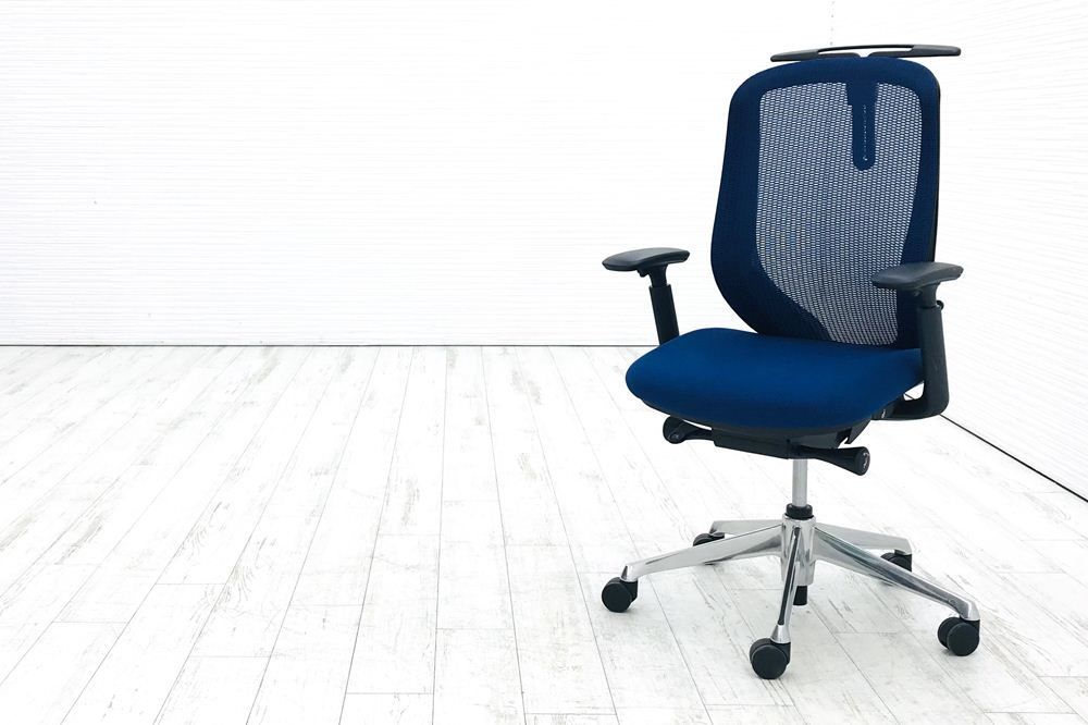 オカムラ シルフィーチェア 2019年製 ハイバック 可動肘 チェア Sylphy メッシュ オフィス家具 C686BR-FMP3 ミディアムブルー A000001609