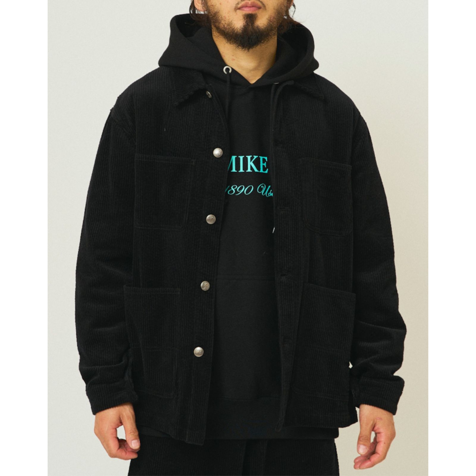 BIG MIKE ビックマイク コーデュロイカバーオール ブラック ベージュ アメカジ 大人ストリート 古着MIX カジュアル きれいめ セットアップ М L XL 秋 冬 春 メンズライク ユニセックス 少量入荷 102546700