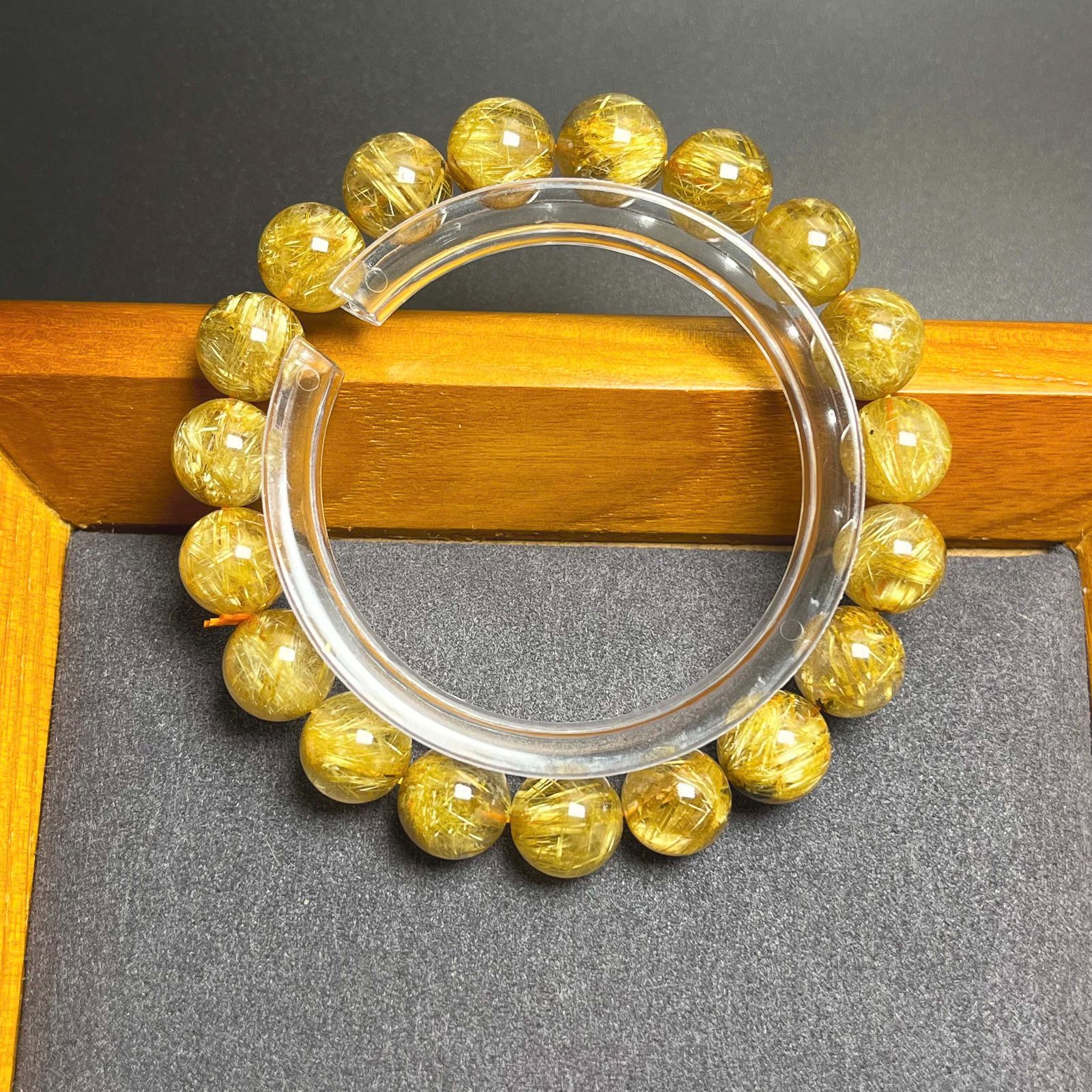 EU製 ! 満針ルチルクォーツ ブレスレット パワーストーン 天然石 金運 お守り プレゼント 10.4-10.8mm ZB9629