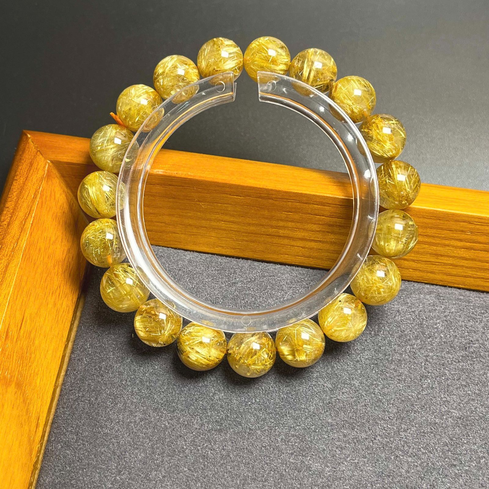 EU製 ! 満針ルチルクォーツ ブレスレット パワーストーン 天然石 金運 お守り プレゼント 10.4-10.8 mm ZB 9629