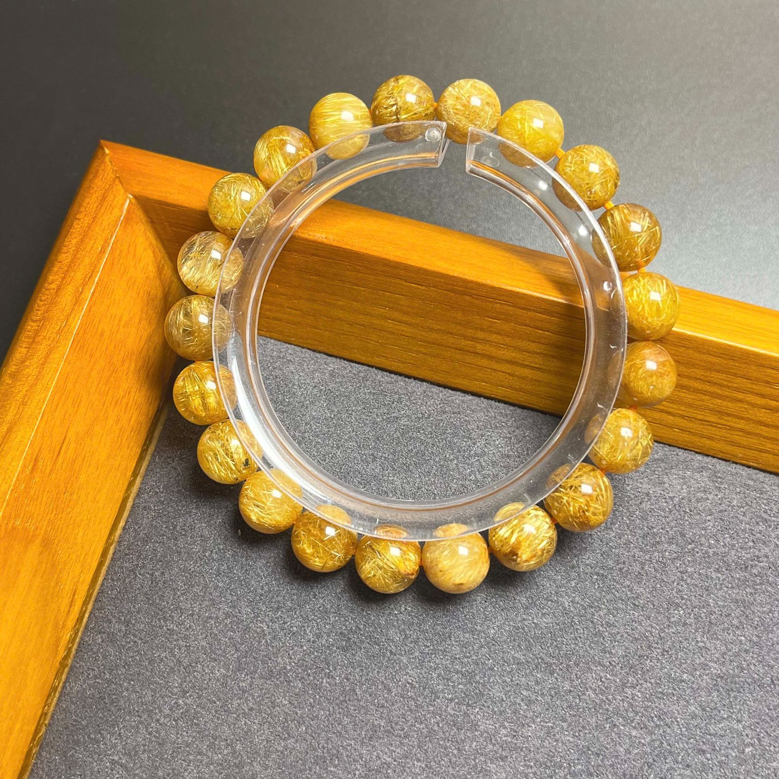 EU製 ! 満針ルチルクォーツ ブレスレット パワーストーン 天然石 金運 お守り プレゼント 8.9-9.3mm ZB9630