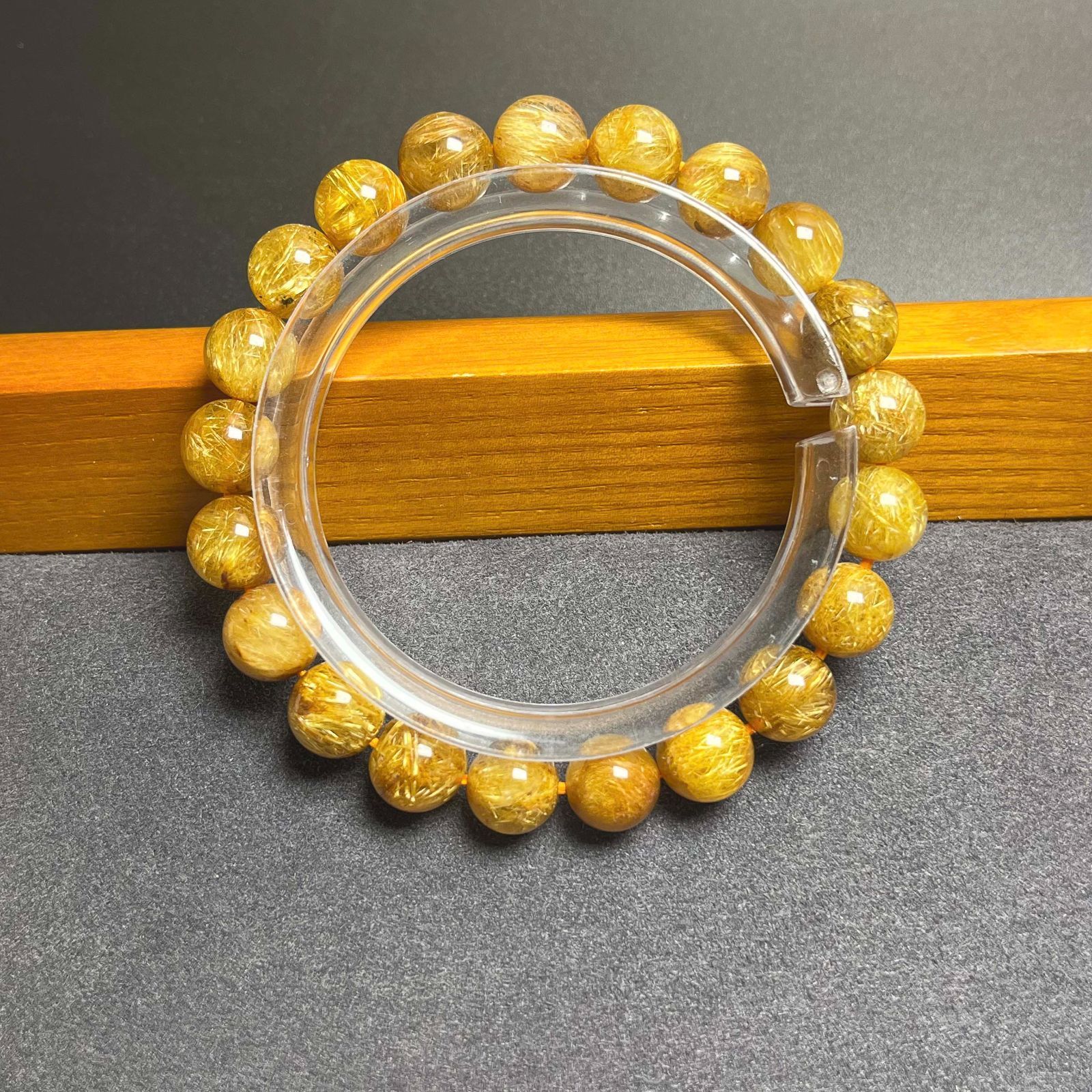 EU製 ! 満針ルチルクォーツ ブレスレット パワーストーン 天然石 金運 お守り プレゼント 8.9-9.3 mm ZB 9630