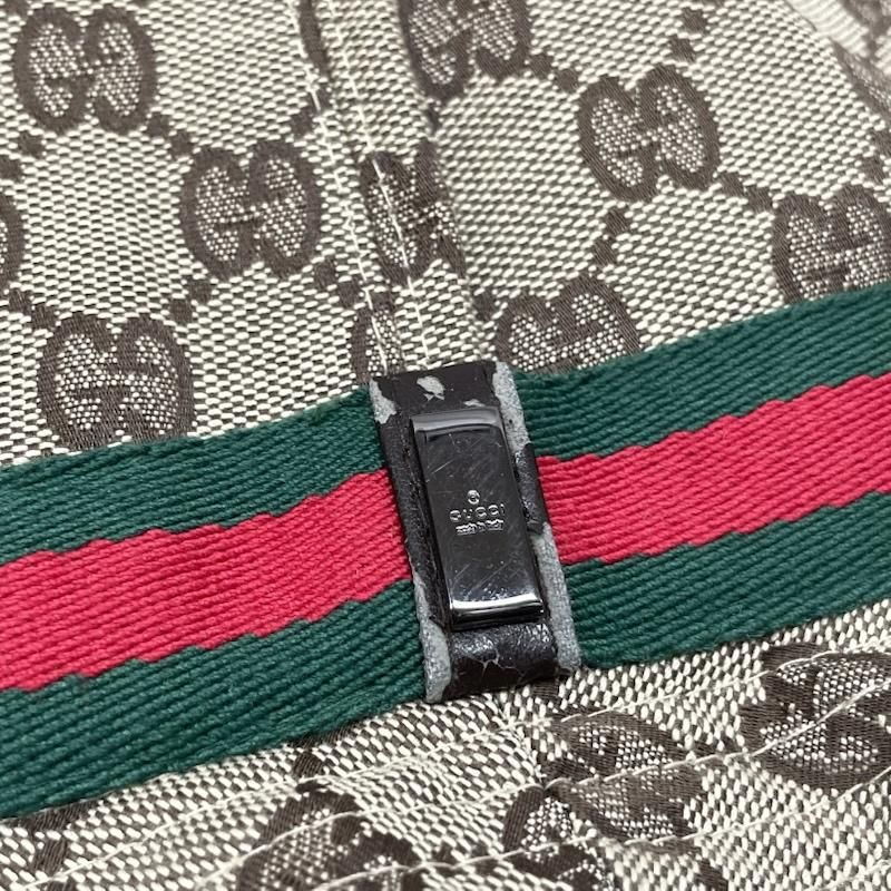 グッチ GG キャンバス シェリーライン バケット ハット ロゴ金具 男女